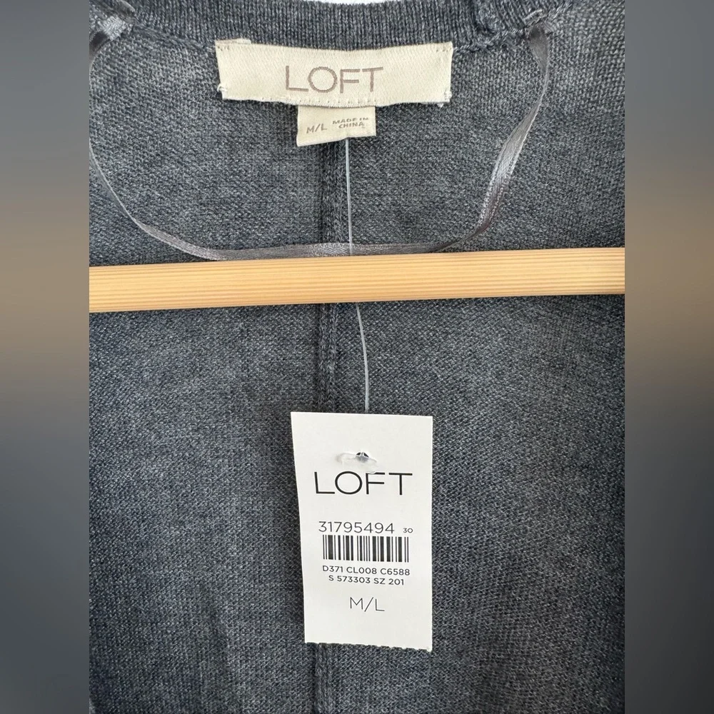 NWT LOFT Charcoal Gray Draped Wrap/Shawl size M/L